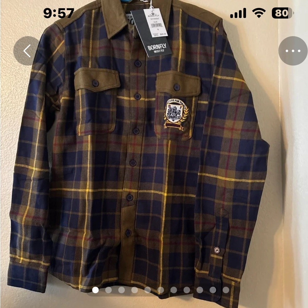 Bornfly Men's Casual Plaid Shirt -Flannel new with tag size small